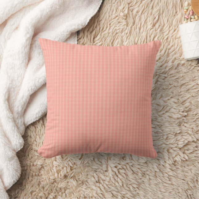 Modern Elegant Peach Tones Rustic Plaid Square Cushion (Blanket)