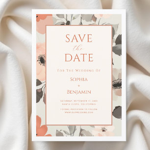 Modern Elegant Peach Wedding Save The Date
