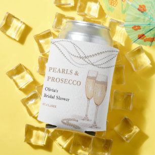 Modern Elegant Pearls and Prosecco Bridal Shower Can Cooler