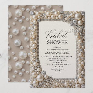 Modern Elegant Pearls Bridal Shower Invitation