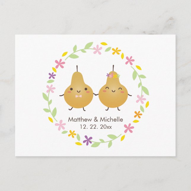 Modern Elegant Perfect Pair Wedding Save The Date Postcard (Front)