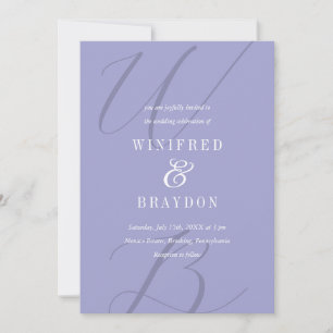 Modern Elegant Periwinkle Monogram Wedding  Invitation