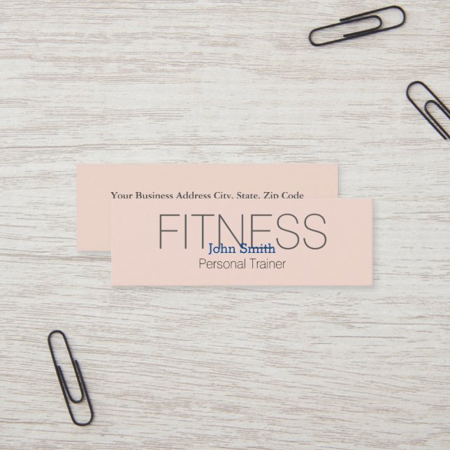 Modern Elegant Personal Fitness Trainer Mini Business Card (Front/Back In Situ)