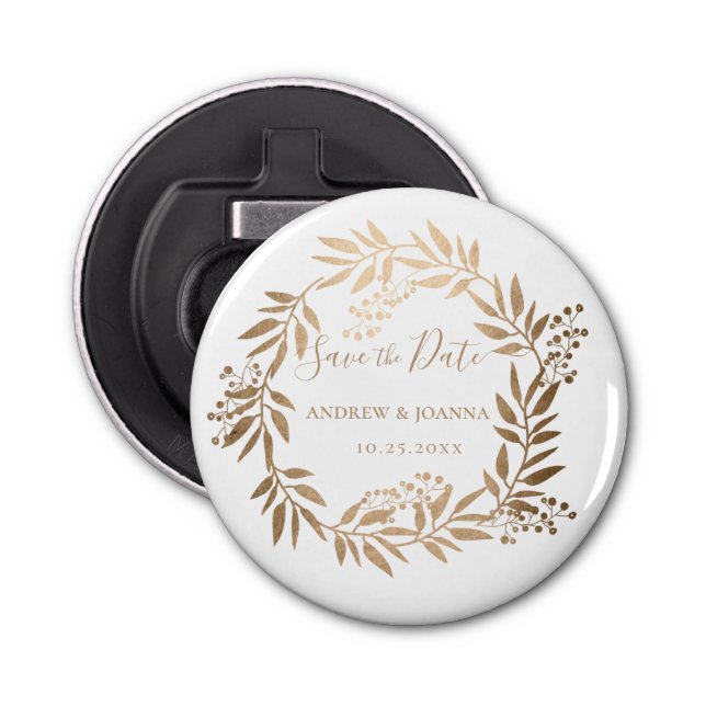 Modern Elegant Personalised Gold Monogram Bottle Opener (Front)