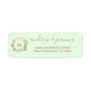 Modern Elegant Personalised Gold Monogram Return   Address Label