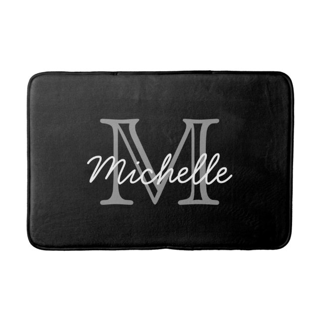 Modern Elegant Personalised Name Monogrammed Bath  Bath Mat (Front)