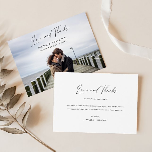 Modern Elegant Personalised Photo Wedding Thank You Card (Creator Uploaded)