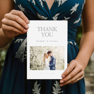 Modern Elegant Personalised Photo Wedding Thank You Card