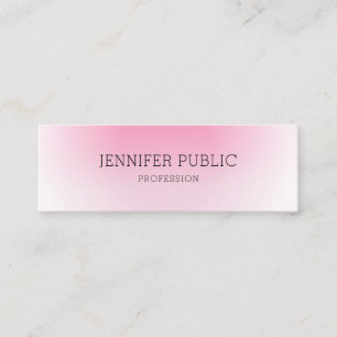 Modern Elegant Personalised Pink White Template Mini Business Card