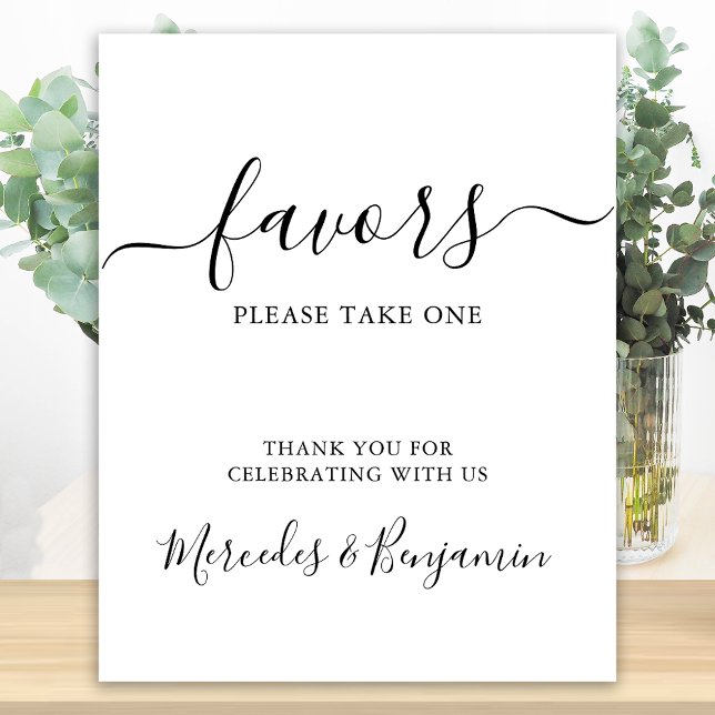 Modern Elegant Personalised Wedding Favours Table Poster (Creator Uploaded)