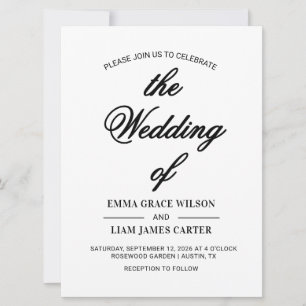 Modern Elegant Personalised Wedding Invitation