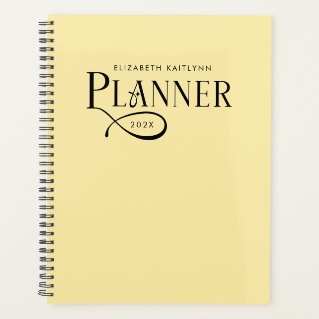 Modern Elegant Personalised Yellow Planner (Front)