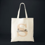 Modern Elegant Personalized Beige Monogram Initial Tote Bag<br><div class="desc">Check out these perfect tote bags for your bridal party, bachelorette party guests, birthday or wedding guest party favors. A modern and elegant custom tote bag is chic and sophisticated to complement your wedding or any special occasion. They can be personalized with your name and initial, you can also change...</div>