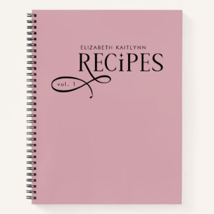 Modern Elegant Personalized Dusty Rose Recipes Notebook