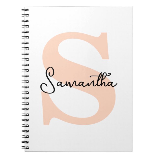 Modern Elegant Personalized Pink Monogram Initial Notebook (Front)