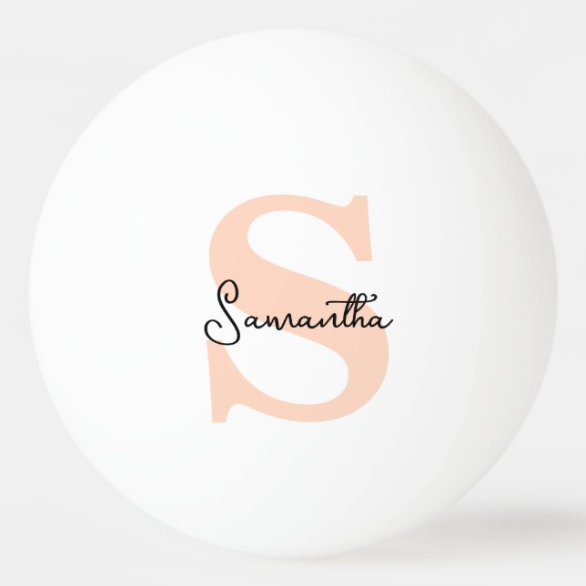 Modern Elegant Personalized Pink Monogram Initial Ping Pong Ball (Front)