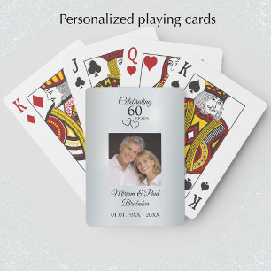 Modern Elegant Photo 60th Anniversary Party Favour Playing Cards