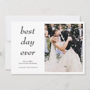 Modern Elegant Photo Best Day Ever Wedding Thank You Card