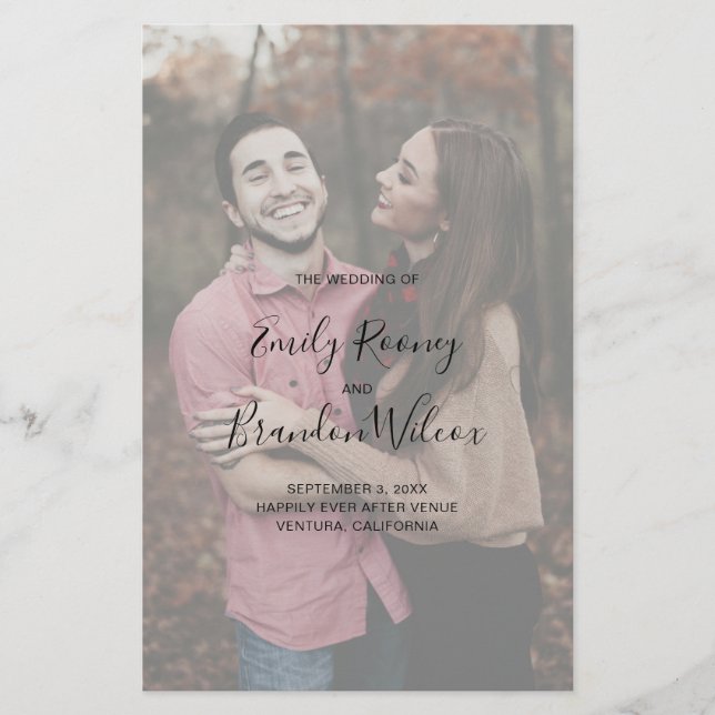 Modern Elegant Photo Budget Wedding Program Flyer (Front)