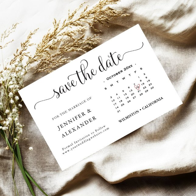 Modern Elegant Photo Calendar White Wedding Save The Date (Creator Uploaded)