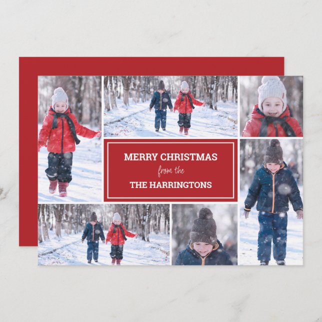 Modern Elegant Photo Collage Card for Christmas (Front/Back)