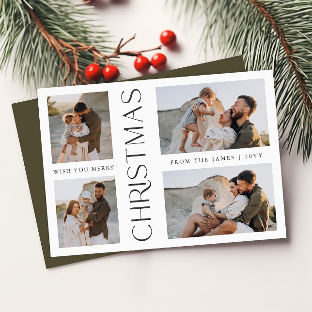Modern Elegant Photo Collage Christmas Card (Creator Uploaded)