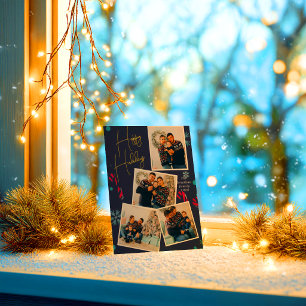 Modern Elegant Photo Collage Happy Holidays Foil Holiday Card