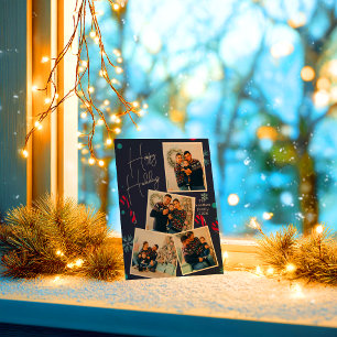 Modern Elegant Photo Collage Happy Holidays Foil Holiday Card