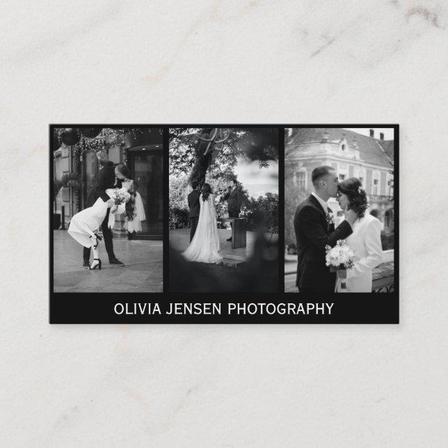 Modern elegant photo collage photograph  business card (Front)