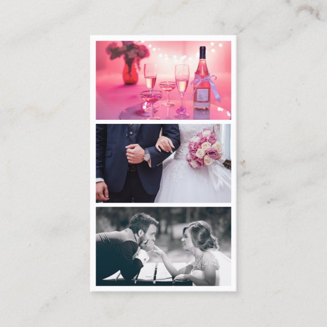 Modern elegant photo collage photographer business card (Front)