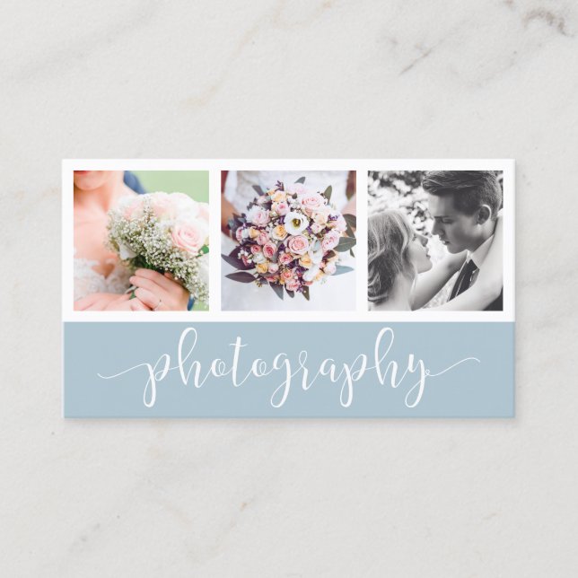 Modern elegant photo collage photography business card (Front)
