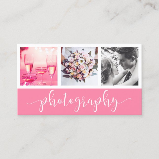 Modern elegant photo collage photography business card (Front)