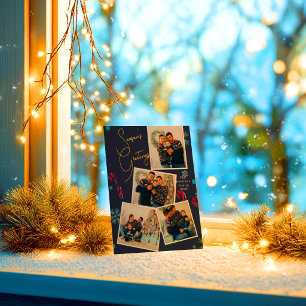 Modern Elegant Photo Collage Season's Greetings Foil Holiday Card