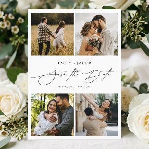Modern Elegant Photo Collage Wedding Save the Date