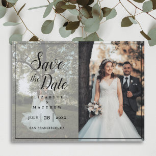 Modern Elegant Photo Collage Wedding Save The Date Magnetic Invitation