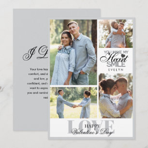 Modern Elegant Photo Collage White Valentine’s Day Holiday Card