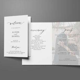 Modern elegant photo folded wedding program