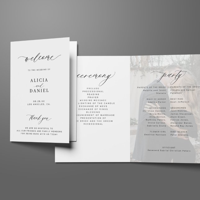 Modern elegant photo folded wedding program (Creator Uploaded)