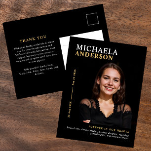 Modern Elegant Photo Funeral/Memorial Thank You Postcard