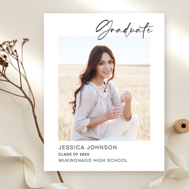 Modern Elegant PHOTO Graduation Party Invitation Postcard (Creator Uploaded)