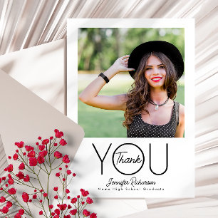 Modern Elegant Photo Graduation Thank You Card