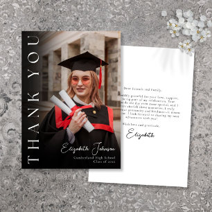 Modern Elegant Photo Graduation Thank You Card