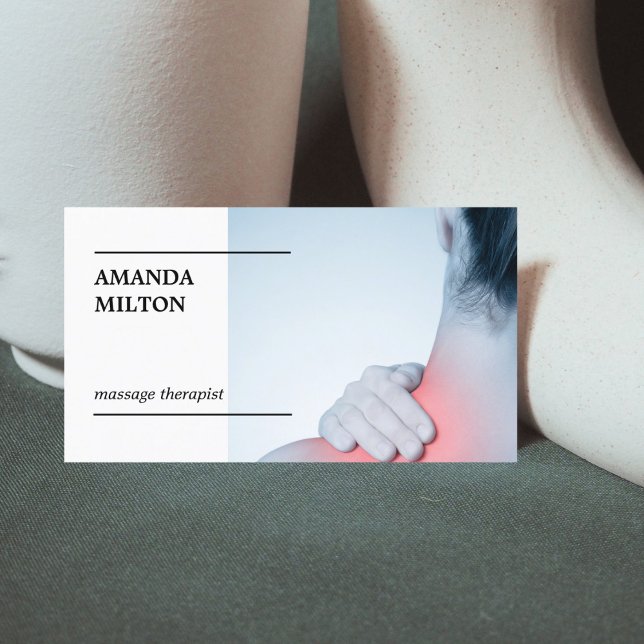 Modern Elegant Photo Massage Therapist Business Ca Business Card (Creator Uploaded)