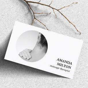 Modern Elegant Photo Massage Therapist Business Card