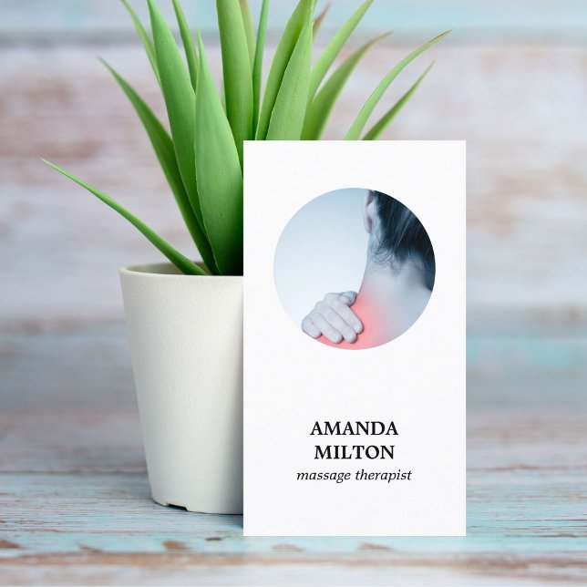 Modern Elegant Photo Massage Therapist Business Card (Creator Uploaded)