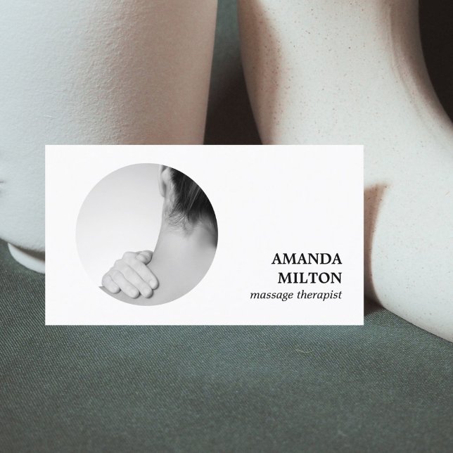 Modern Elegant Photo Massage Therapist Business Card (Creator Uploaded)
