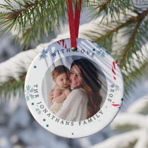 Modern Elegant Photo Merry Christmas Ceramic Ornament