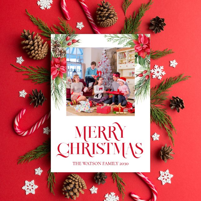 Modern Elegant Photo Merry Christmas Holiday Card (Creator Uploaded)