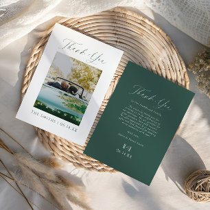 Modern Elegant Photo Monogram Wedding Thank You Card