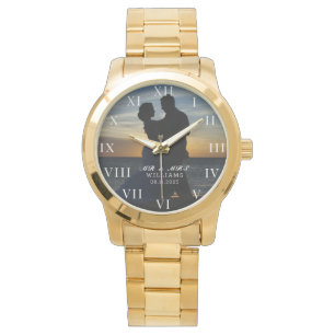 Modern Elegant Photo Newly Wed Wedding Watch